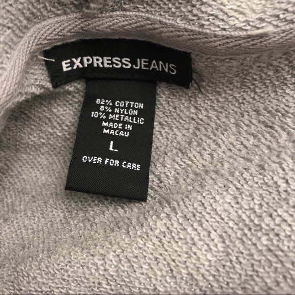 Express metallic silver zip up hoodie sweatshirt - Picture 7 of 7